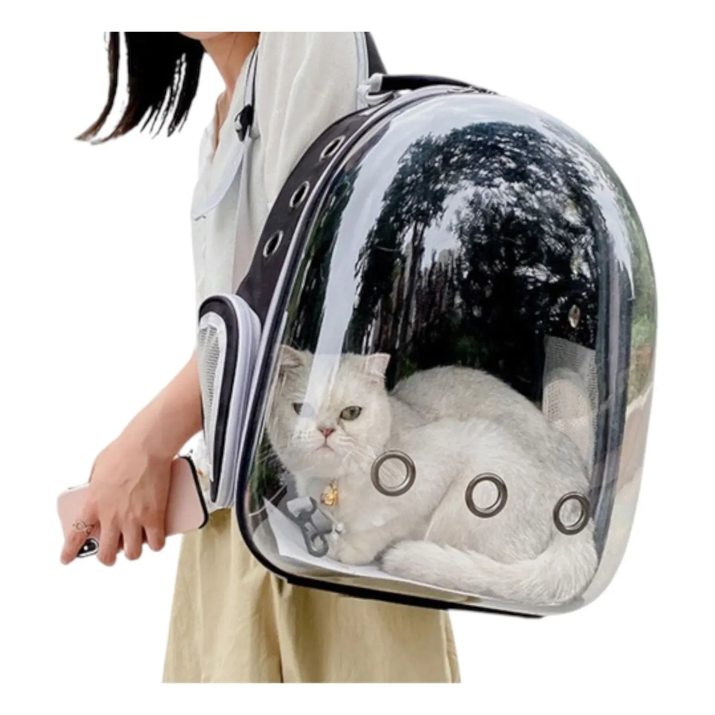 Mochila Transportadora Mascotas Color Gris